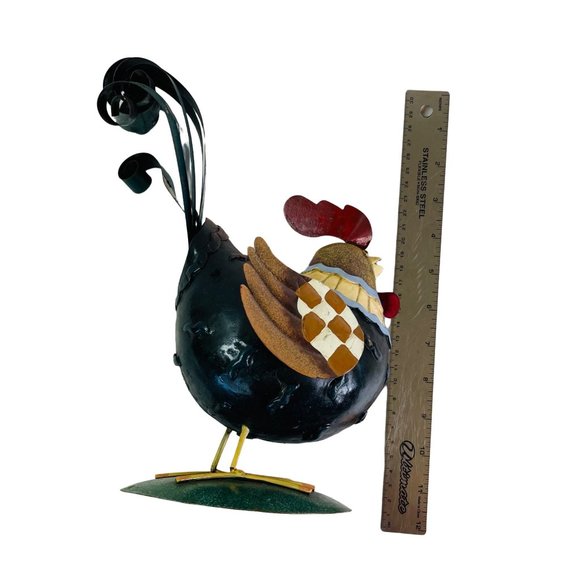 Metal Rooster Chicken Hand Painted 12" x 8.5" - Picture 4 of 8
